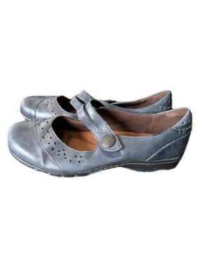 Rockport Cobb Hill Blue Leather Mary Janes Laser Cut Comfort Shoes Women's 9